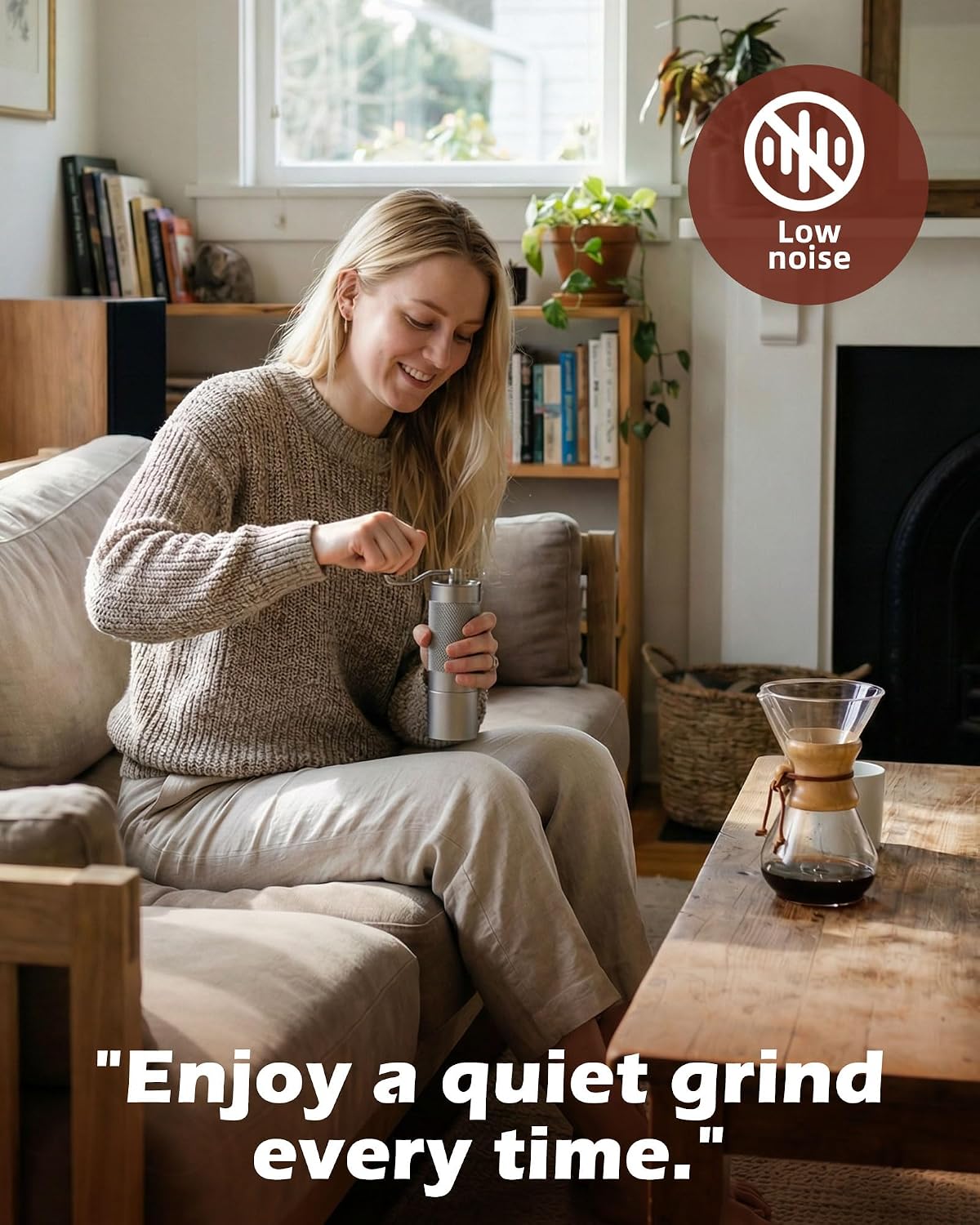 Pro Manual Coffee Grinder Stainless Steel Conical Burr With Adjustable Settings.Portable For Espresso, French press