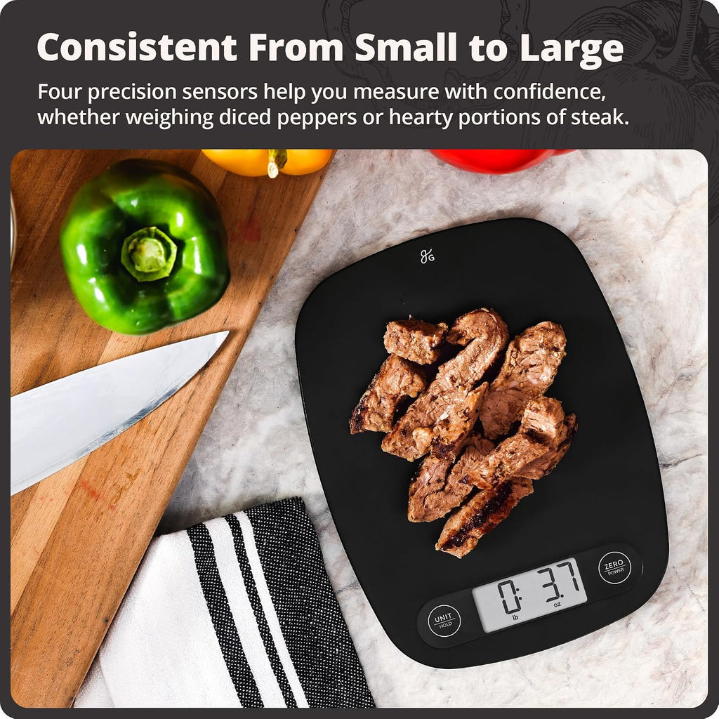 Food Scale, Slim & Compact Build, 1g Precision (Matte Black)