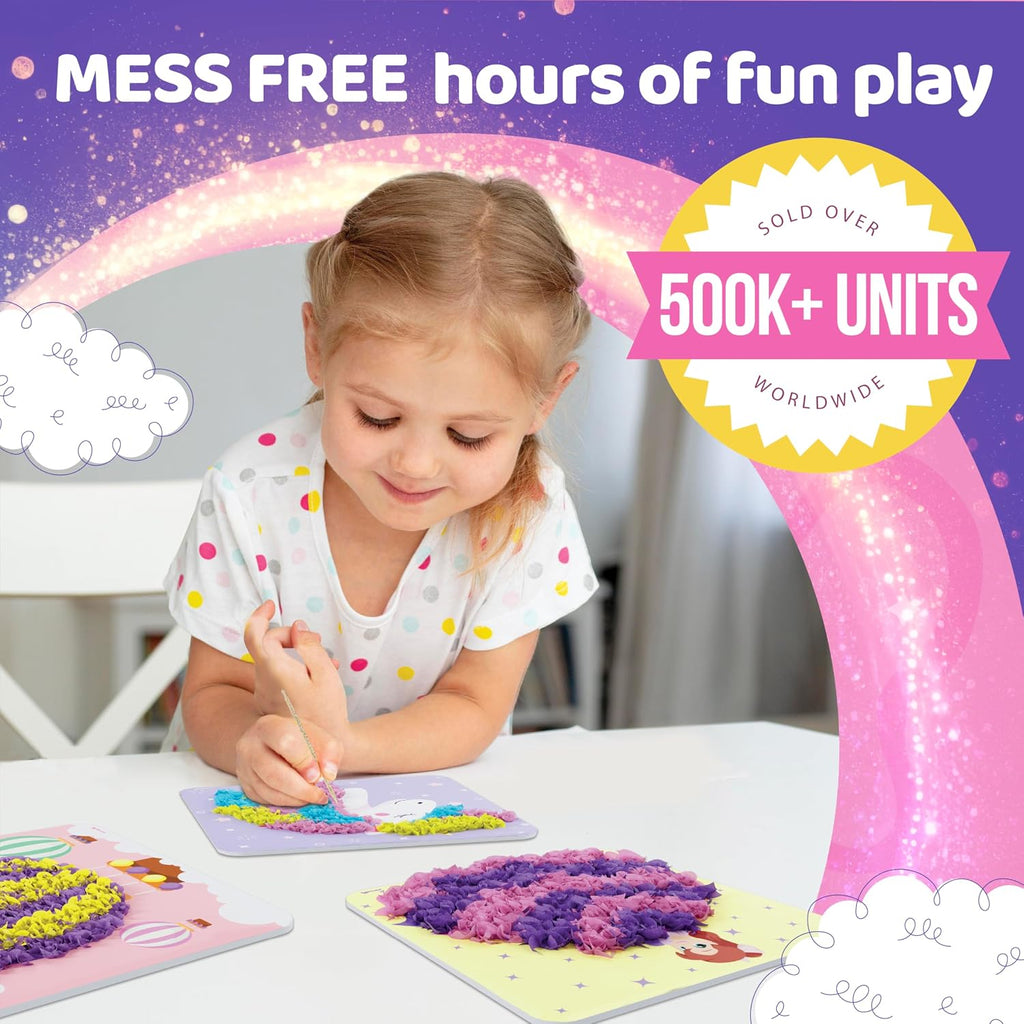 Poke Art Magical Flower Pressing Craft Kit for Girls, Ages 4-8 | 1500 fabric pieces, 6 thick boards, arts and crafts