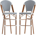 30 in Indoor/Outdoor Barstool, White/Navy, 2-Pack
