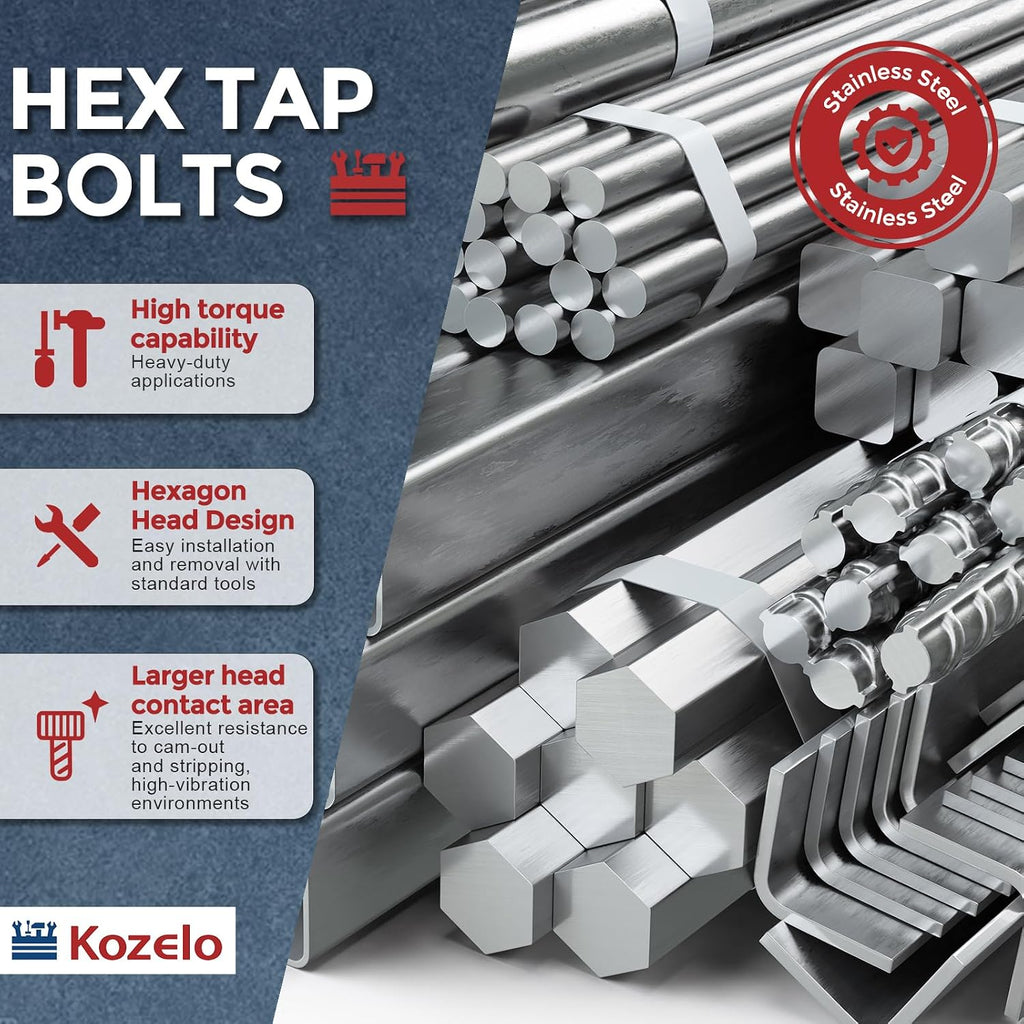 30Pcs Hex Head Screw Bolt-M5-0.8x12 304SS Grade A2-70 Fully Threaded
