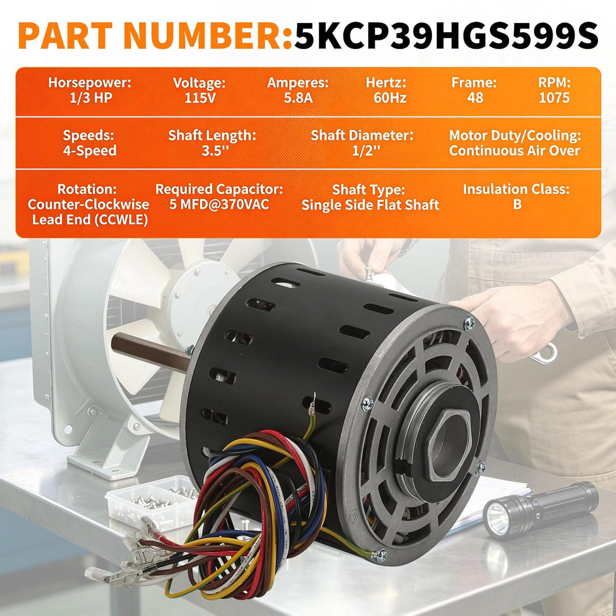5KCP39HGS599S Furnace Blower Motor Fit for GE ＆ Trane Series
