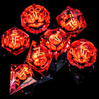RPG Resin Dice Gazes Eye Dice Red Liquid Core Flaming RPG Sharp Edged Dice Set with Gift Box, Polyhedral RPG Dice