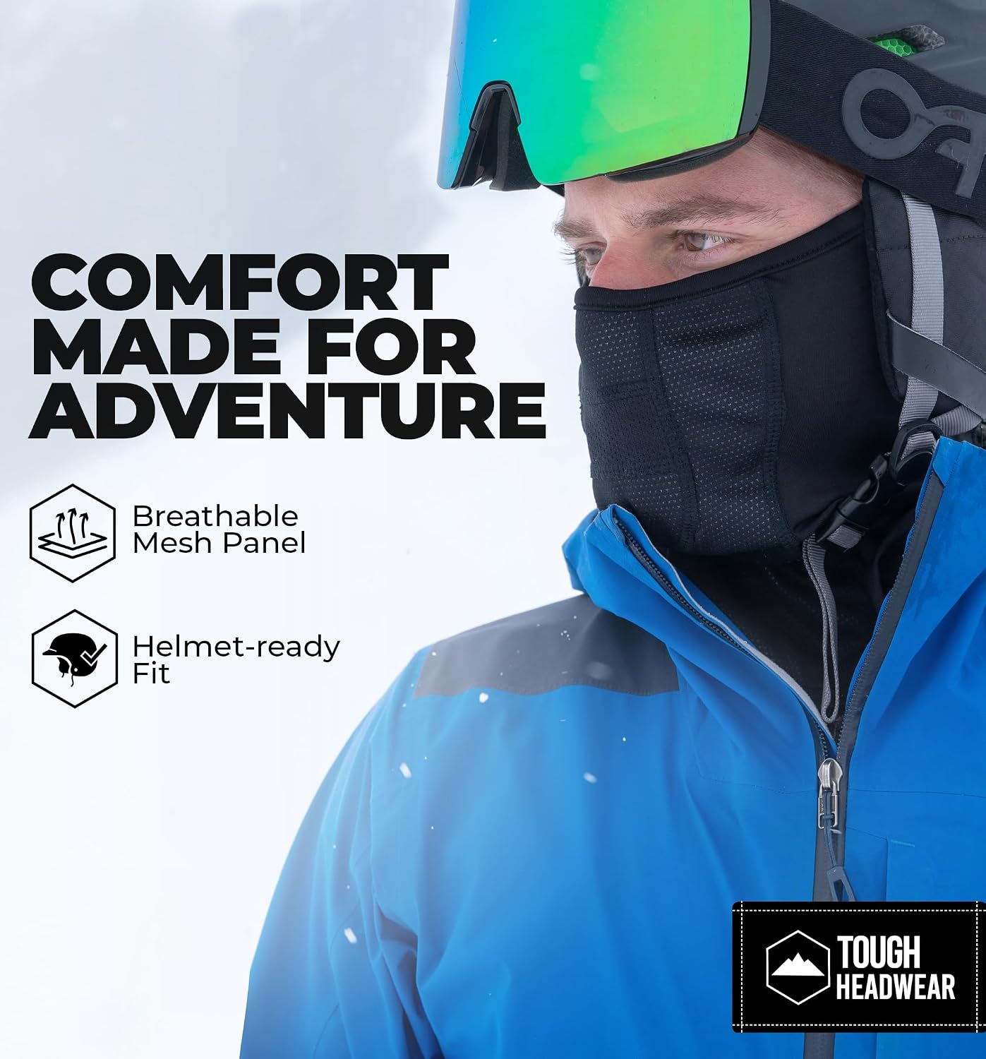 Half Ski Mask - Fleece Lined Winter Face Mask - Stretch Neck Gaiter for Cold Weather Gear - Skiing Accessories