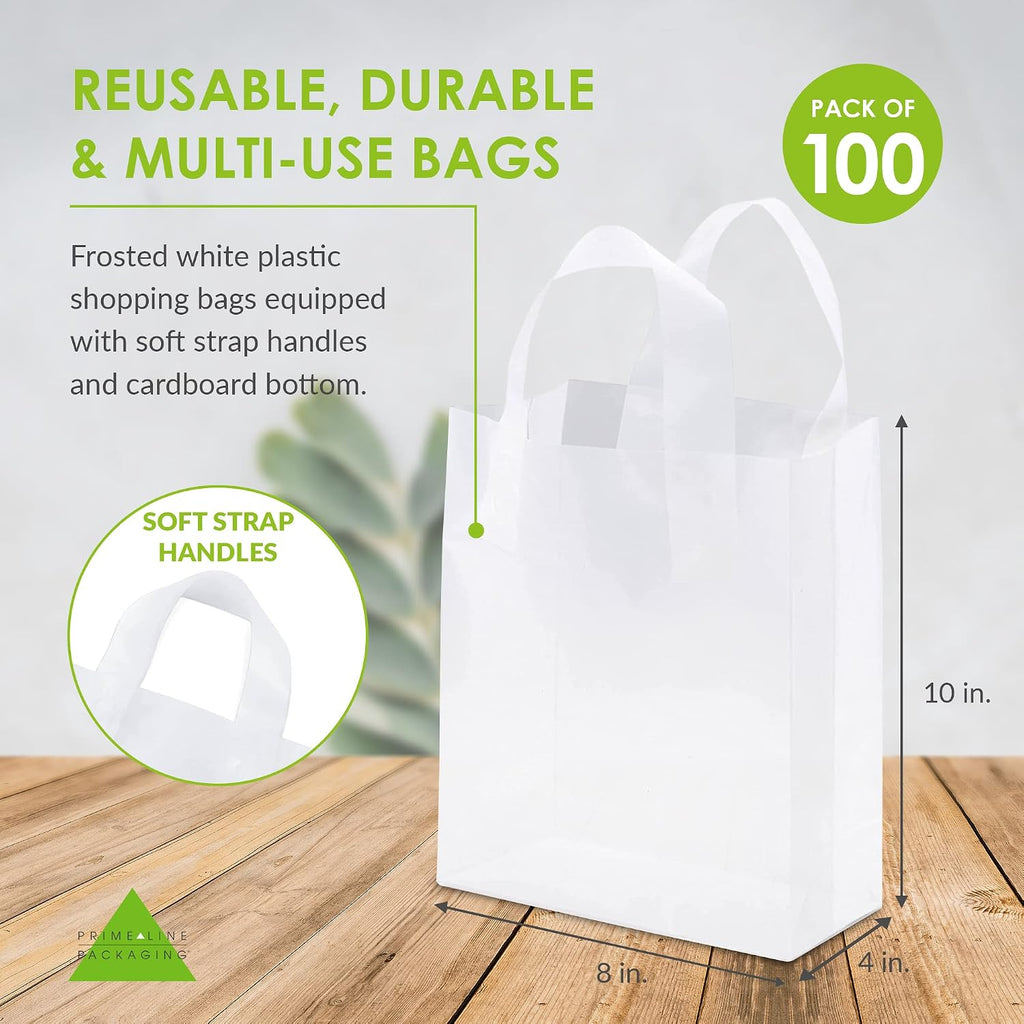 Clear Gift Bags with Handles, 8x4x10 Inch, 100 Pack