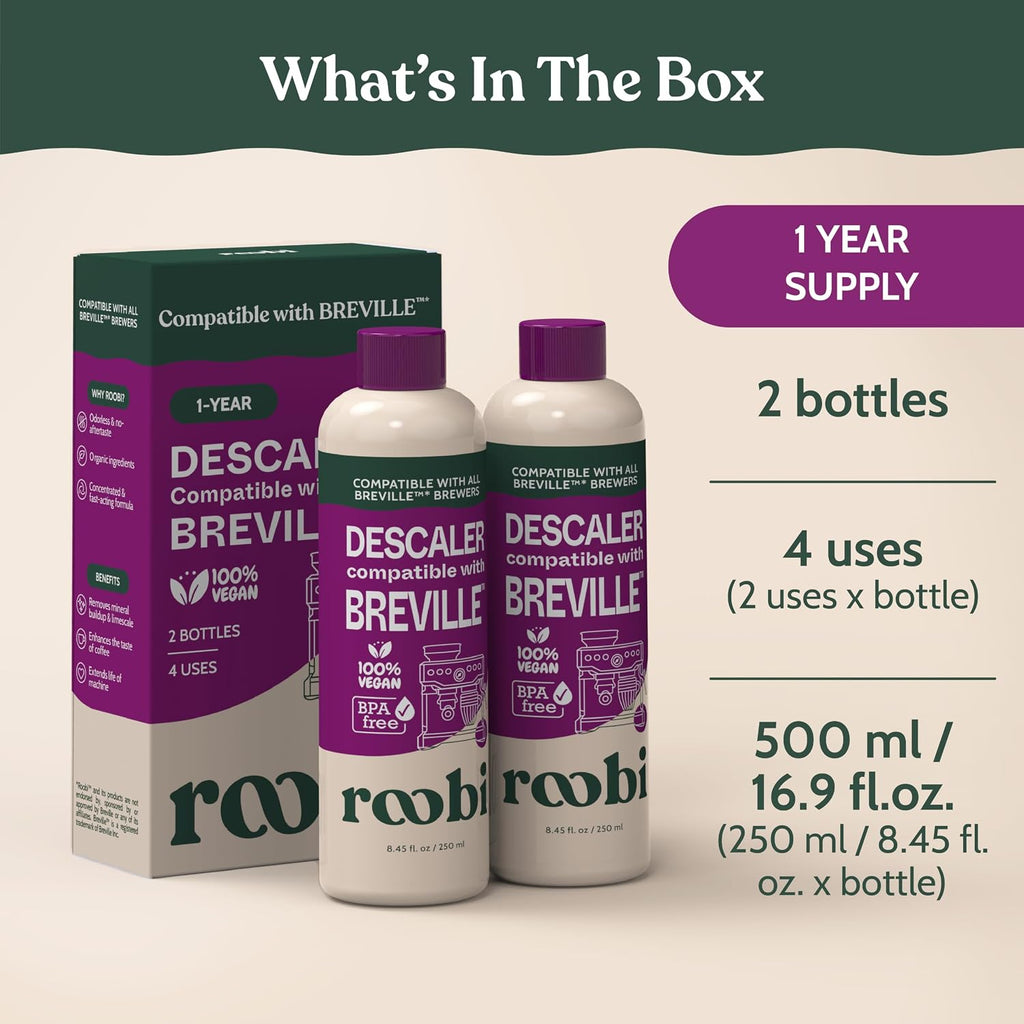 Roobi Breville Compatible Descaling Solution, 2 Pack