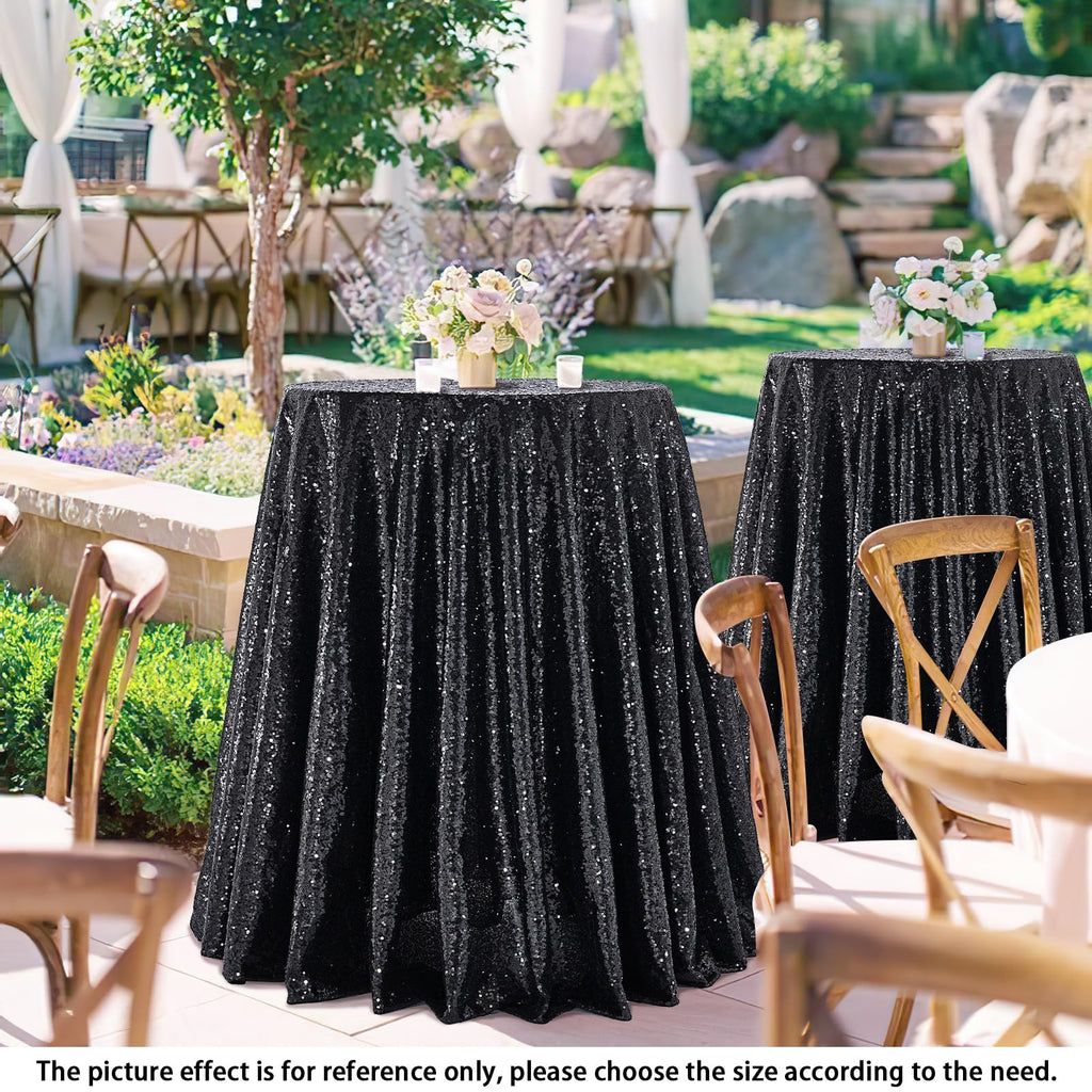 Black Sequin Round Tablecloth 90 Inch Glitter Party Table Cloth