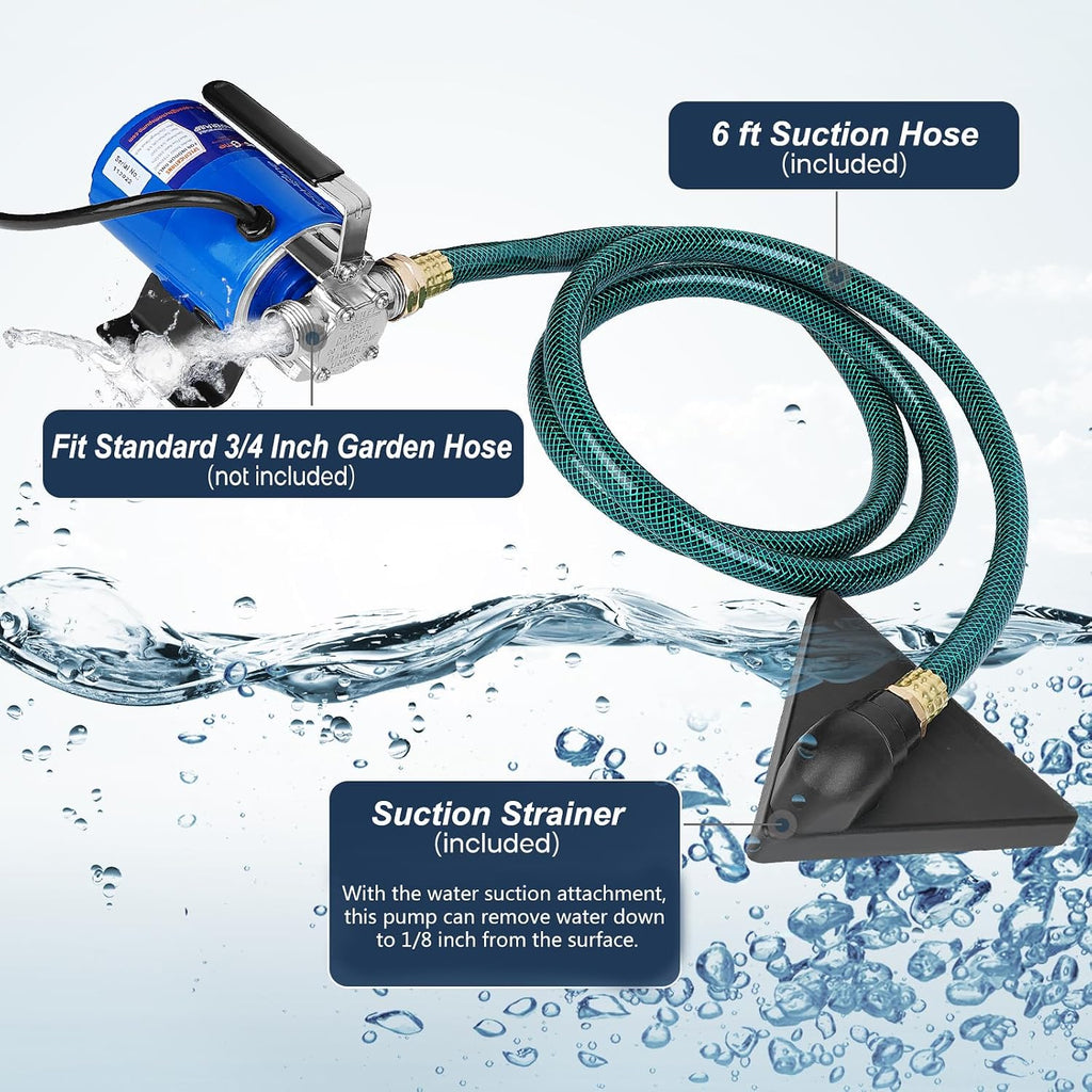 Water Pump Water Transfer Pump, 115V Electric Garden Hose Pump. | 1/10HP 330GPH , with Suction Hose Kit.