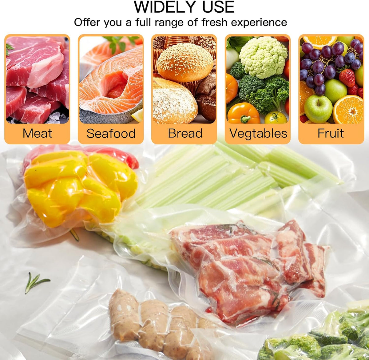 Embossed Vacuum Sealer Rolls, BPA-Free Food Storage Bags