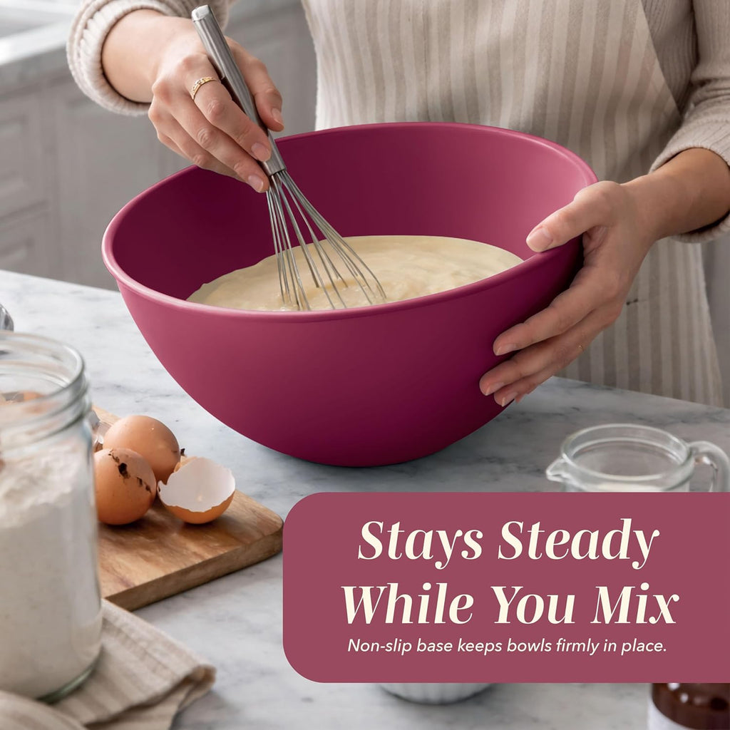 Mixing Bowls with Lids - 12 Piece Plastic Nesting Bowls Set includes 6 Prep Bowls and 6 Lids, Microwave Safe Mixing