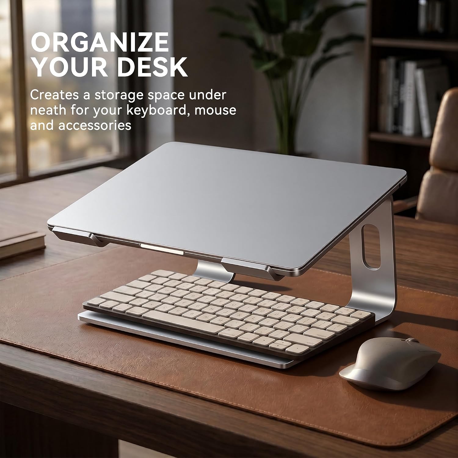 Laptop Stand, Aluminum Computer Riser, Ergonomic Laptops Elevator for Desk, Metal Holder Compatible with 10 to 15.6