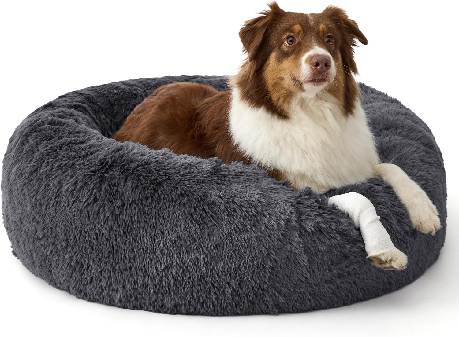 SupportMax Calming Dog Beds Large Sized Dog - 36in Donut Washable Large Pet Bed,Anti-Slip ＆Removable Cover,420GSM