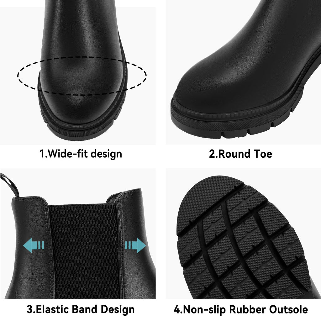 Womens Wide Width Slip On Chelsea Ankle Boots