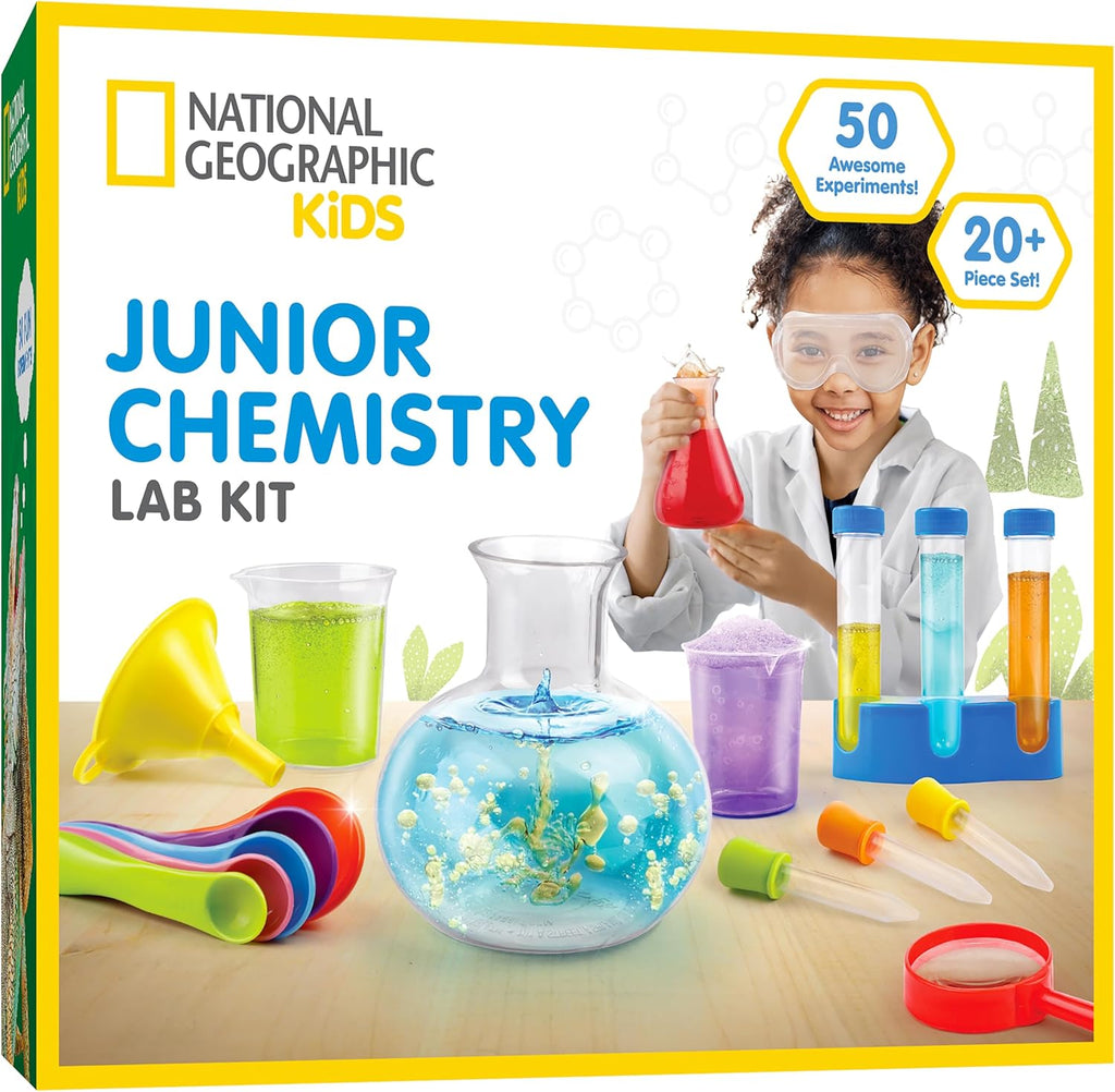 National Geographic Junior Chemistry Set with 50 Experiments for Kids | 20+ Lab Tools, Early Learning Lab, Hands-On