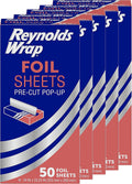 Wrap Pop-Up Aluminum Foil Sheets, 50ct (Pack of 5), 250 Total