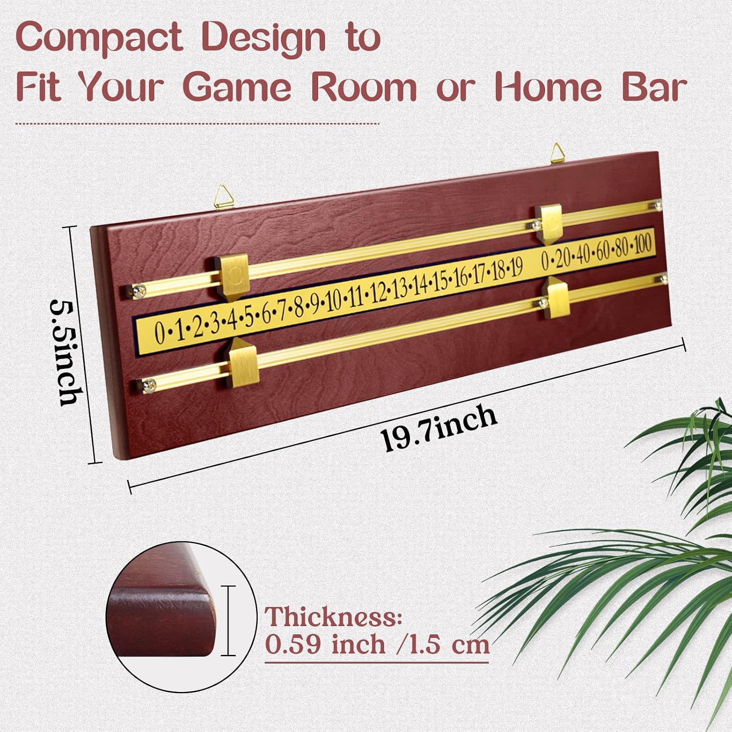 Wooden Wall-Mounted Scoreboard for Snooker,Billiards, Pool Table and Shuffleboard Games - Classic Score Keeper for