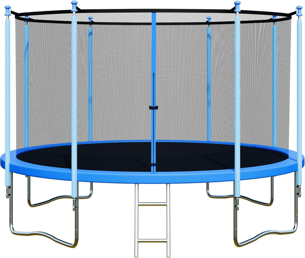 Trampoline Outdoor 12FT 14FT with Enclosure and Ladder, ASTM Approved Recreational Trampoline for Kids and Adults