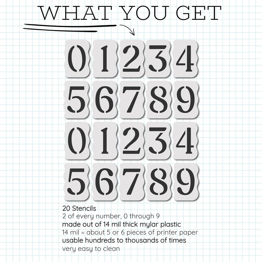 Curb Stencil Kit for Address Painting – Includes All Numbers, 4-Inch Durable & Reusable Plastic Stencils for
