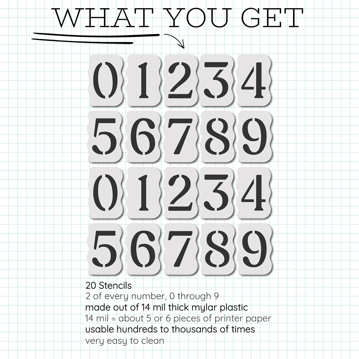 Curb Stencil Kit for Address Painting – Includes All Numbers, 4-Inch Durable & Reusable Plastic Stencils for
