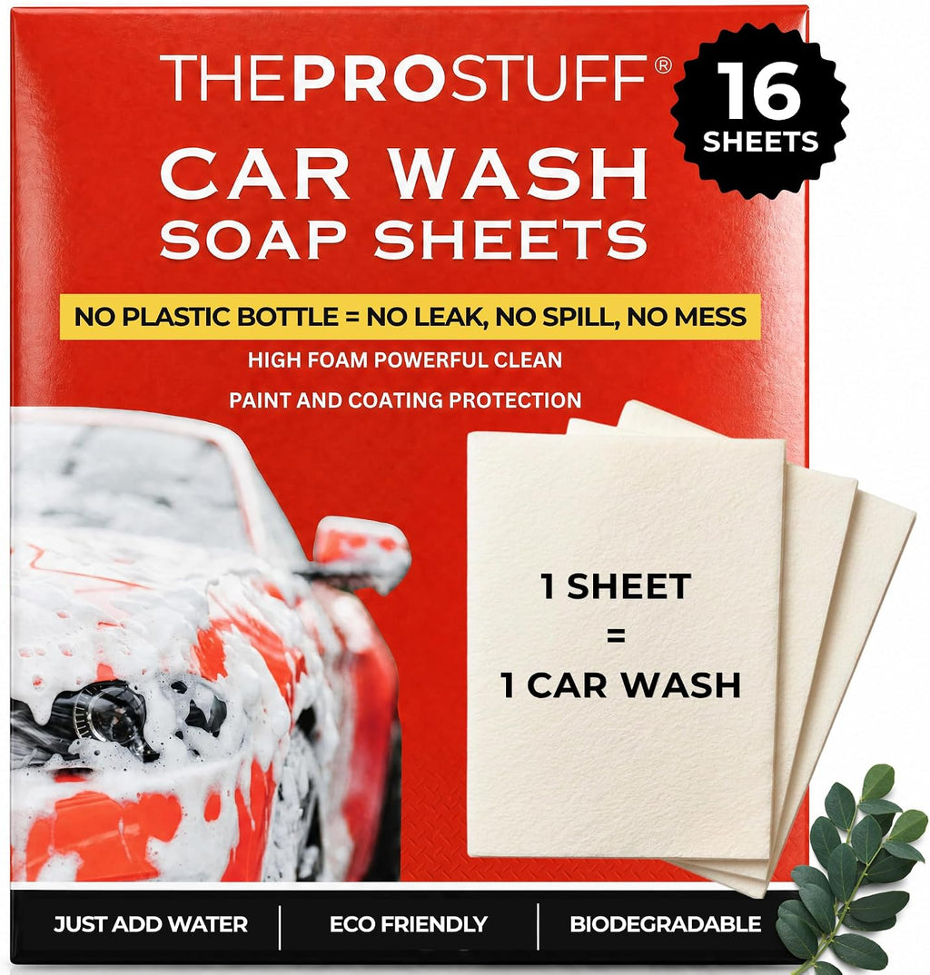 Car Wash Soap Sheets - pH Neutral Foaming Car Soap for Foam Cannon, Pressure Washer & Bucket | Plastic-Free