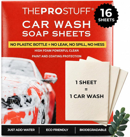 Car Wash Soap Sheets - pH Neutral Foaming Car Soap for Foam Cannon, Pressure Washer & Bucket | Plastic-Free