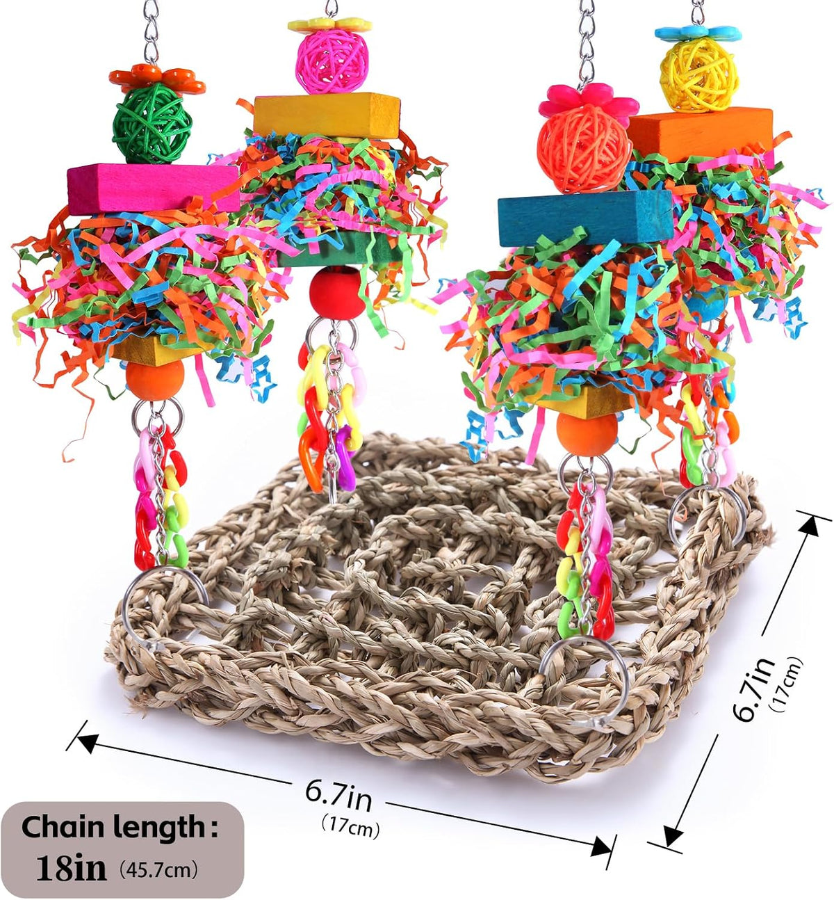 Parakeet Toys Bird Toys Conure Toys Birdcage Stands Bird Foraging Wall Seagrass Woven Hammock Swing Mat for
