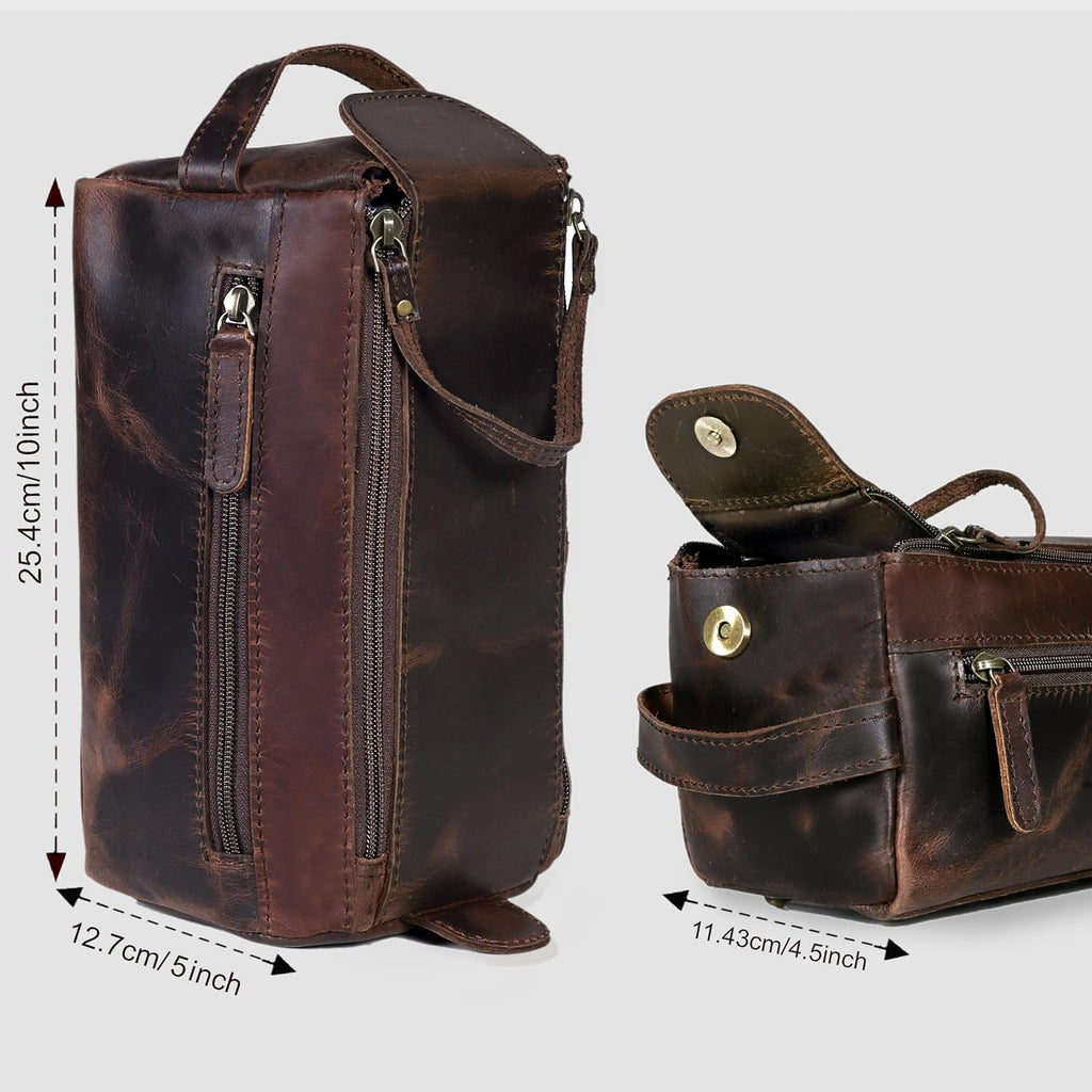 Genuine Buffalo Leather Unisex Toiletry Bag Travel Leather Dopp Kit Made With High Class Buffalo Leather