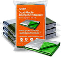 Double-Sided Green/Silver Thermal Emergency Blanket (4-Pack) - Extra Large 63x82.7 Heavy Duty Mylar Foil Space