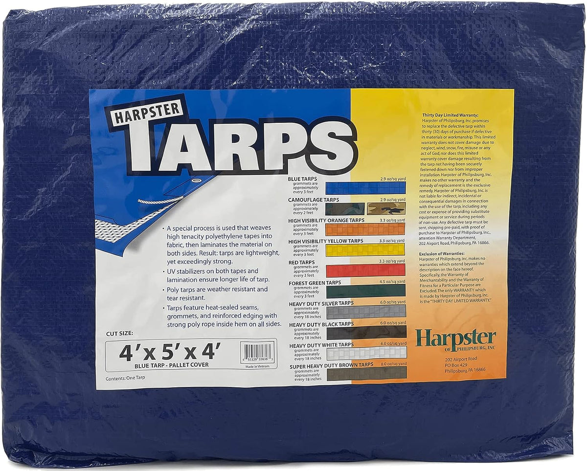 4 Ft. X 5 Ft. X 4 Ft. Standard Duty Blue Poly Pallet Cover | 5 Sided Tarp