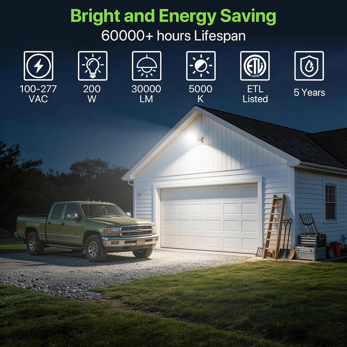 Glitgate 200W LED Parking Lot Light, 30,000LM, Slip Fitter Mount, 1 Pack