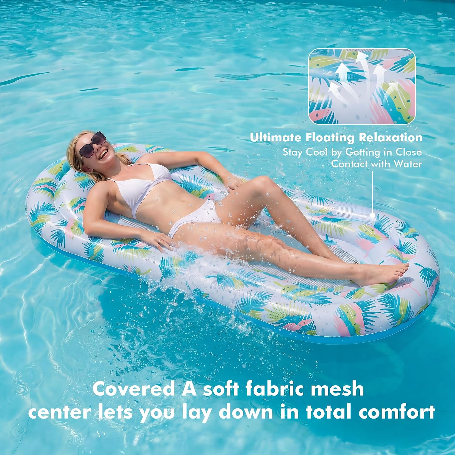 Pool Floats Lounger, 3 Pack Inflatable Pool Float Adult Size Water Hammock, Pool Floats Rafts Floaties for Swimming