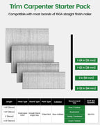 16 Gauge Finish Nails 4 Sizes Straight T-Nails Galvanized 2,000PCS