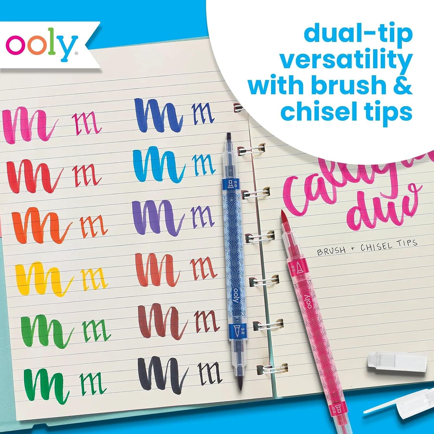Calligraphy Duo - 12 Double Ended Calligraphy Pens for Writing & Hand Lettering, Dual Tip Pens for Beginners or Kids