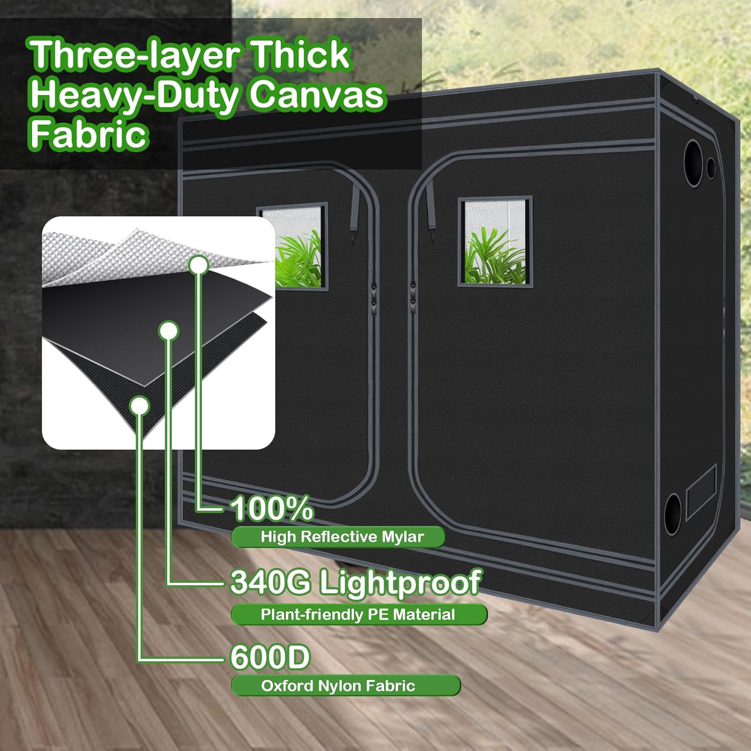 8x4 Grow Tents 96"x48"x78" High Reflective Grow Tent Indoor | 100% Reflective Mylar Interior, Easy-view
