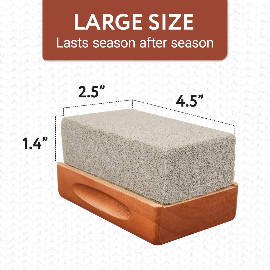 Extra Large Fabric Pumice Stone - Brown, Manual Efficient Pilling Removal & Lint Remover - Ergonomic Wooden Handle