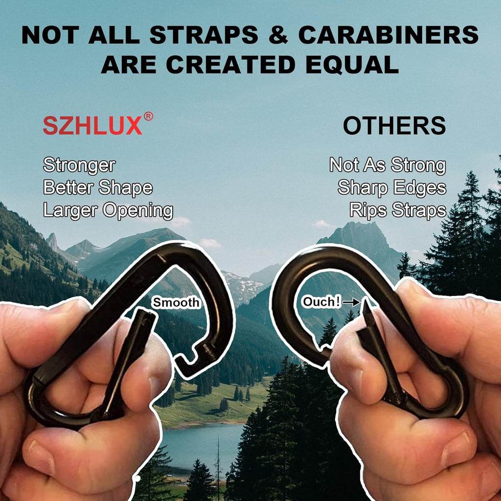 Hammock Straps for Trees - Set of Two 10ft Long, with 38 Loops & 2 Carabiners| Essential Hammock Accessories