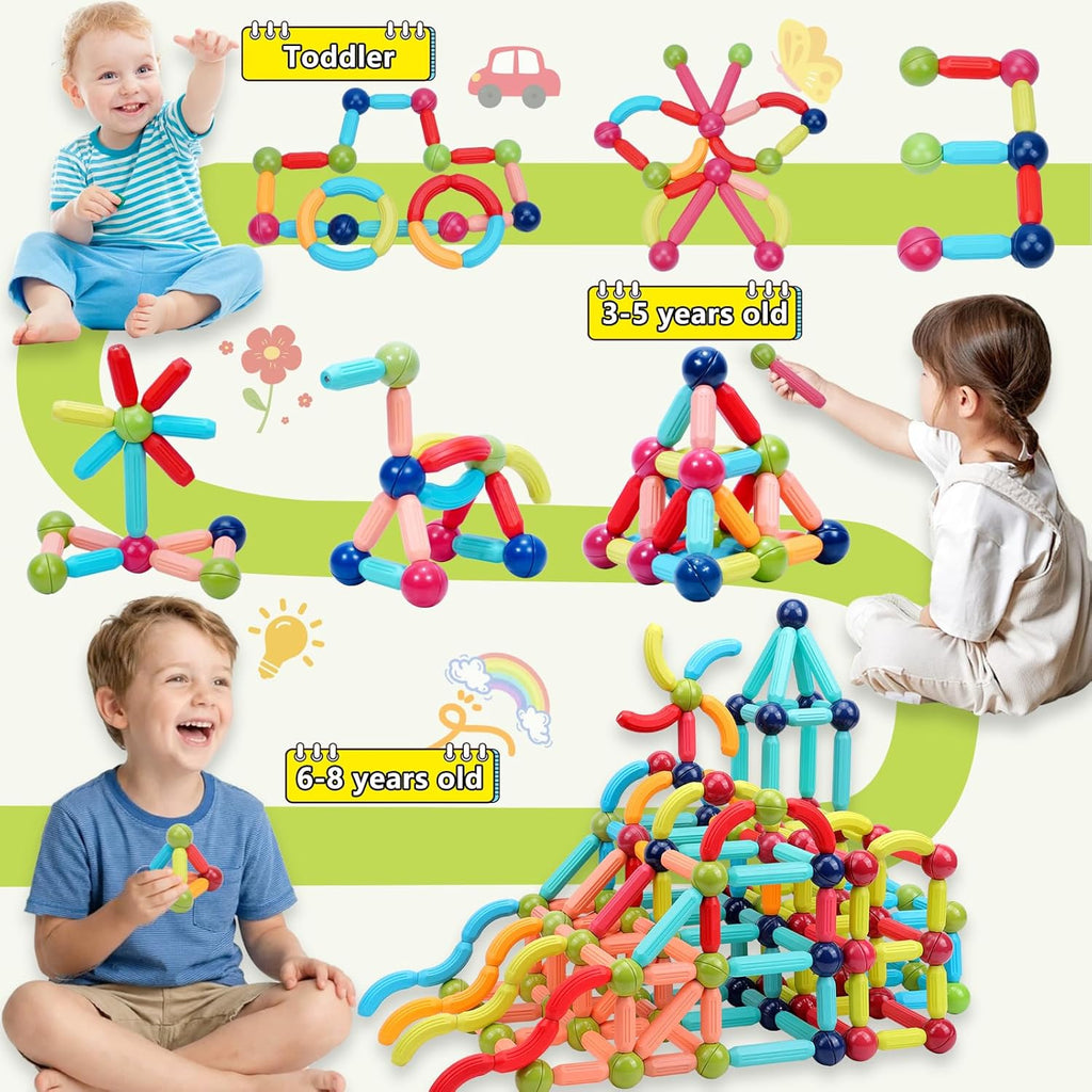 Magnetic Building Blocks for Toddlers: STEM Educational Toys for 3 4 5+ Years Old Kids - Magnetic Stick Montessori