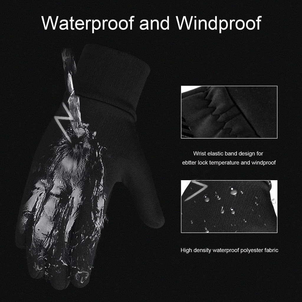Kids Winter Gloves Back Water Repellent Touchscreen Warm Fleece Anti-Slip for Boys Girls Teen 3-15 Years