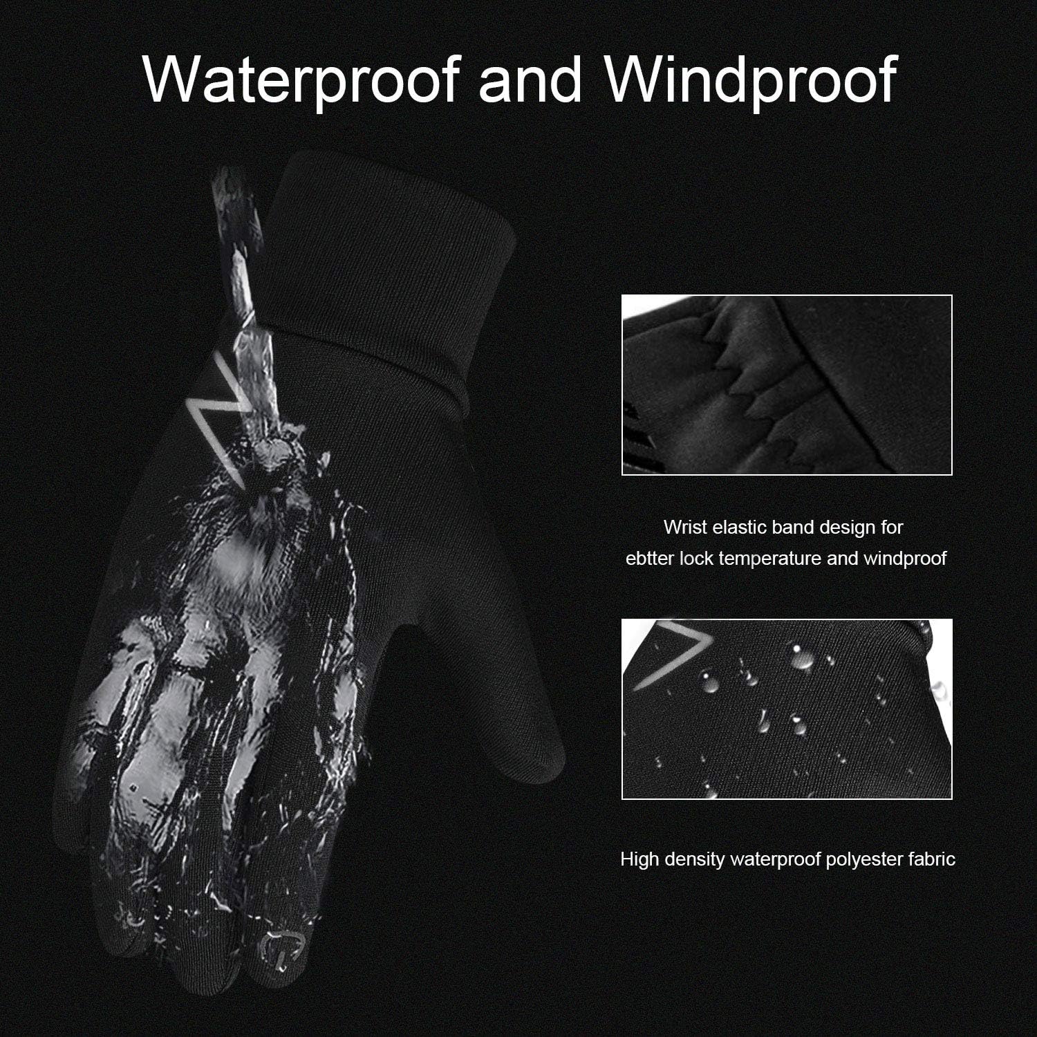 Kids Winter Gloves Back Water Repellent Touchscreen Warm Fleece Anti-Slip for Boys Girls Teen 3-15 Years