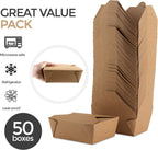 Take Out Food Containers Microwaveable Kraft Brown Take Out Boxes 45 oz (50 Pack) Leak and Grease Resistant Food