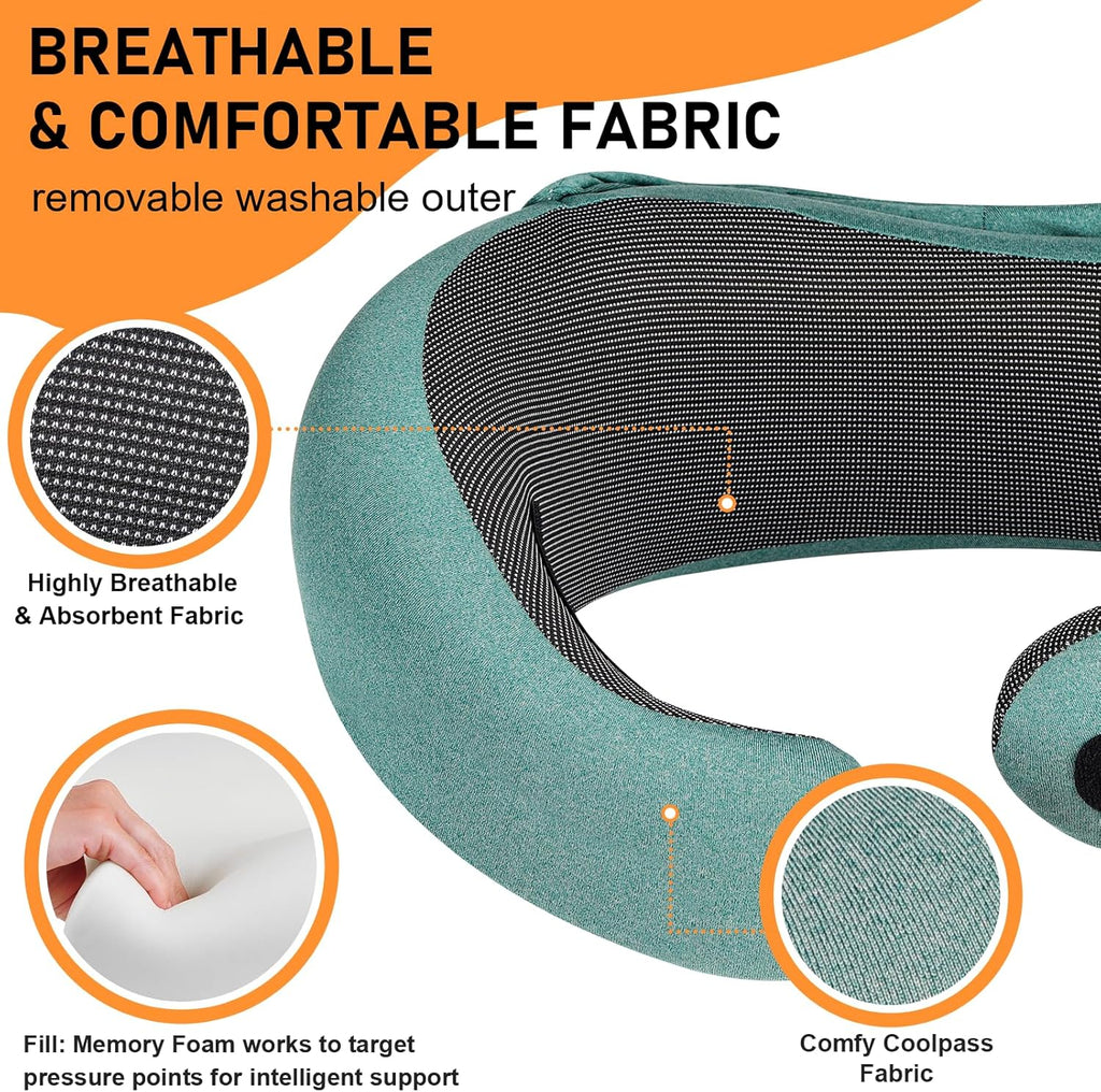 Travel Pillow - Hooded Neck Pillow Airplane Memory Foam Filling for Plane, Office, Cars Sleeping, Road Trip, Long
