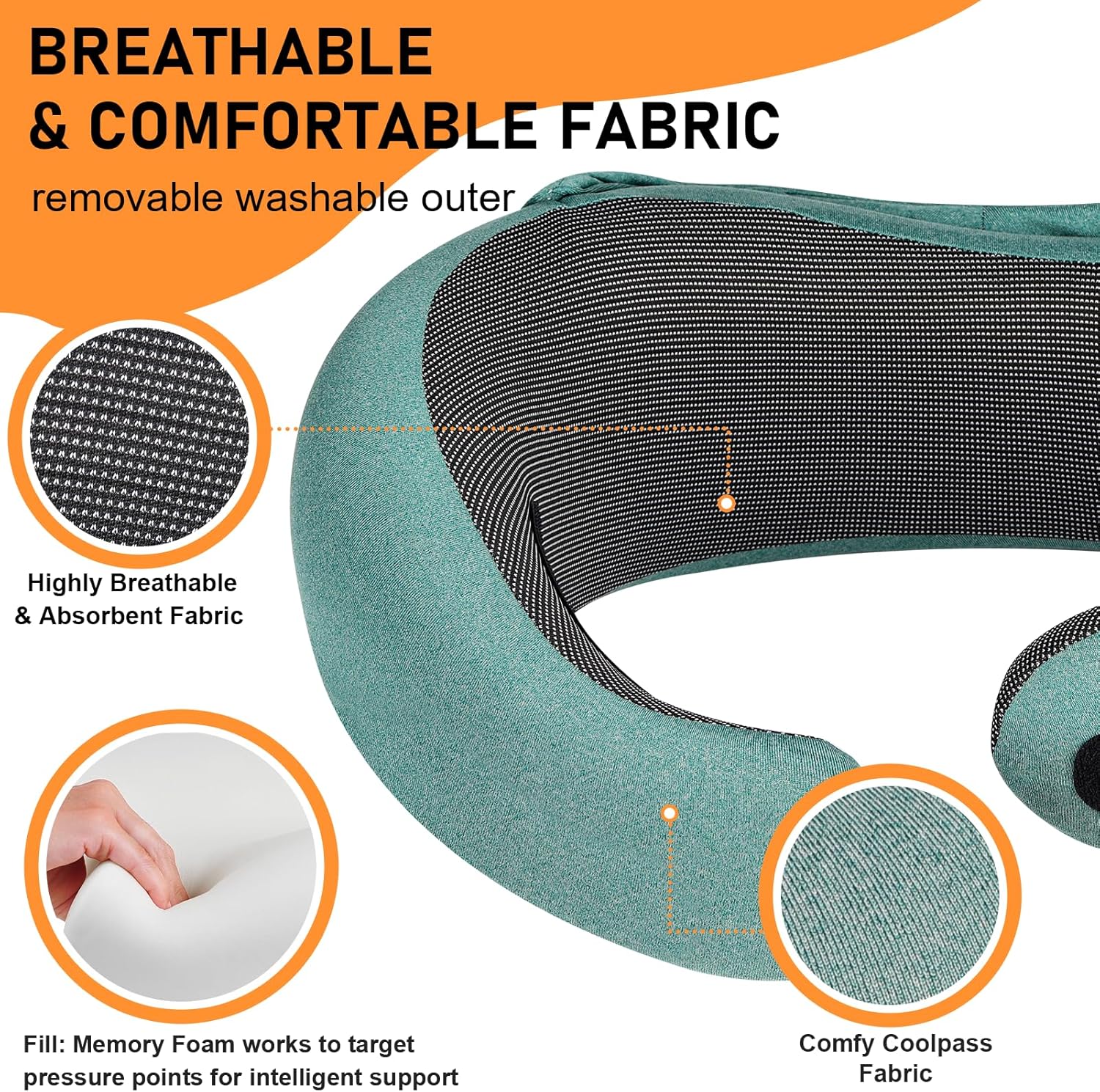 Travel Pillow - Hooded Neck Pillow Airplane Memory Foam Filling for Plane, Office, Cars Sleeping, Road Trip, Long