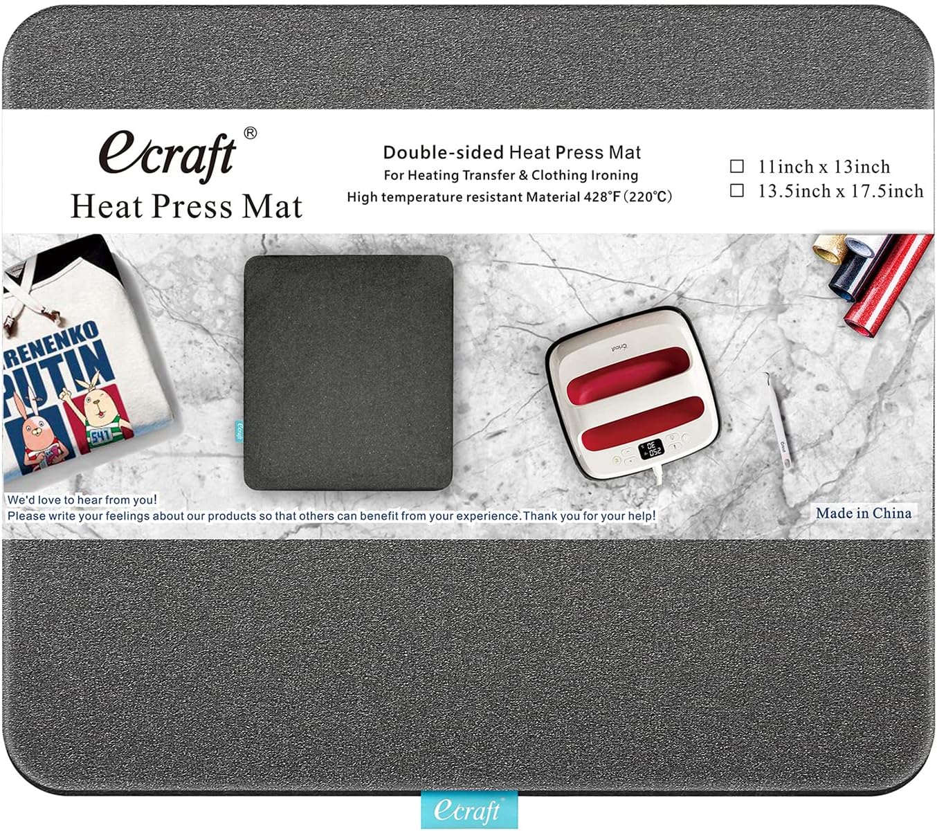 Heat Press Mat for Cricut Easypress: Ecraft (11 x 13 inch) Double-Sided Heating Ironing Mats for Craft Insulation