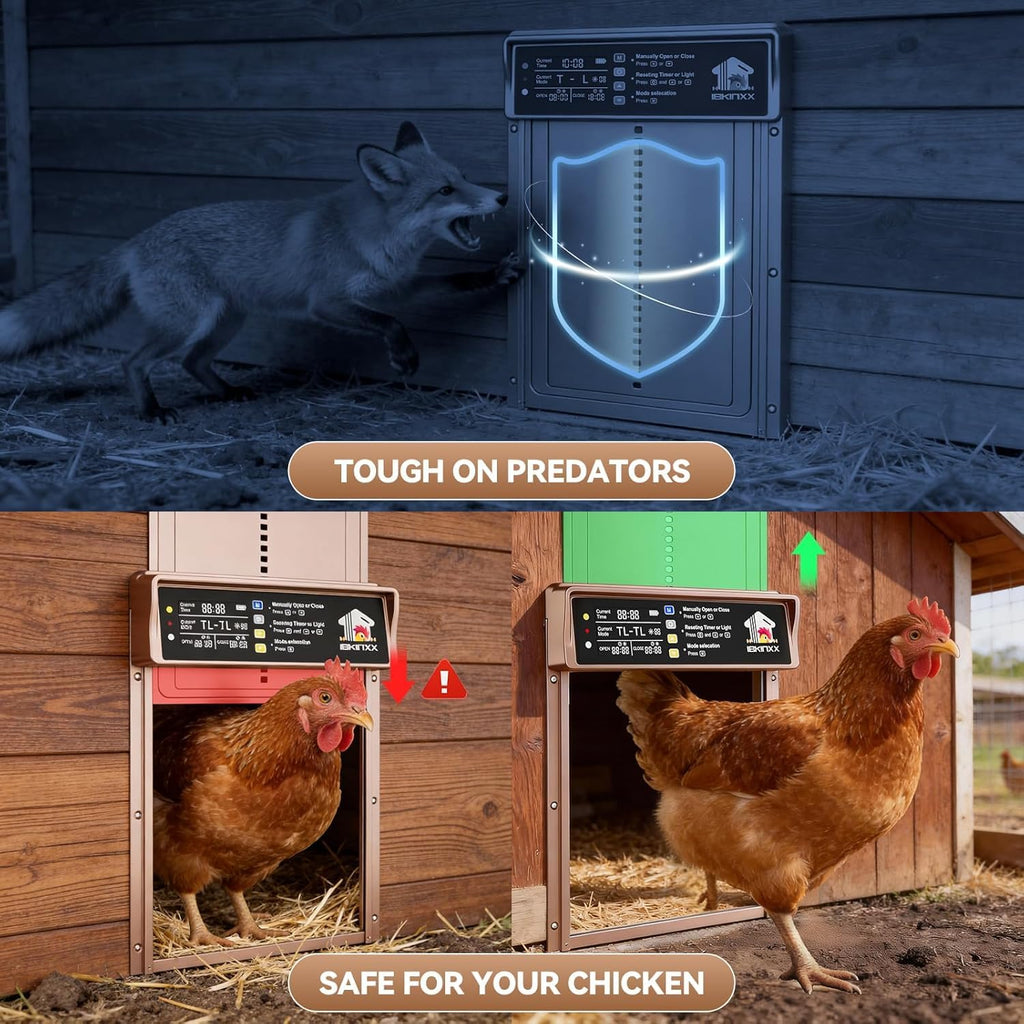 Automatic Chicken Coop Door Solar Powered,Golden Brown Chicken Door