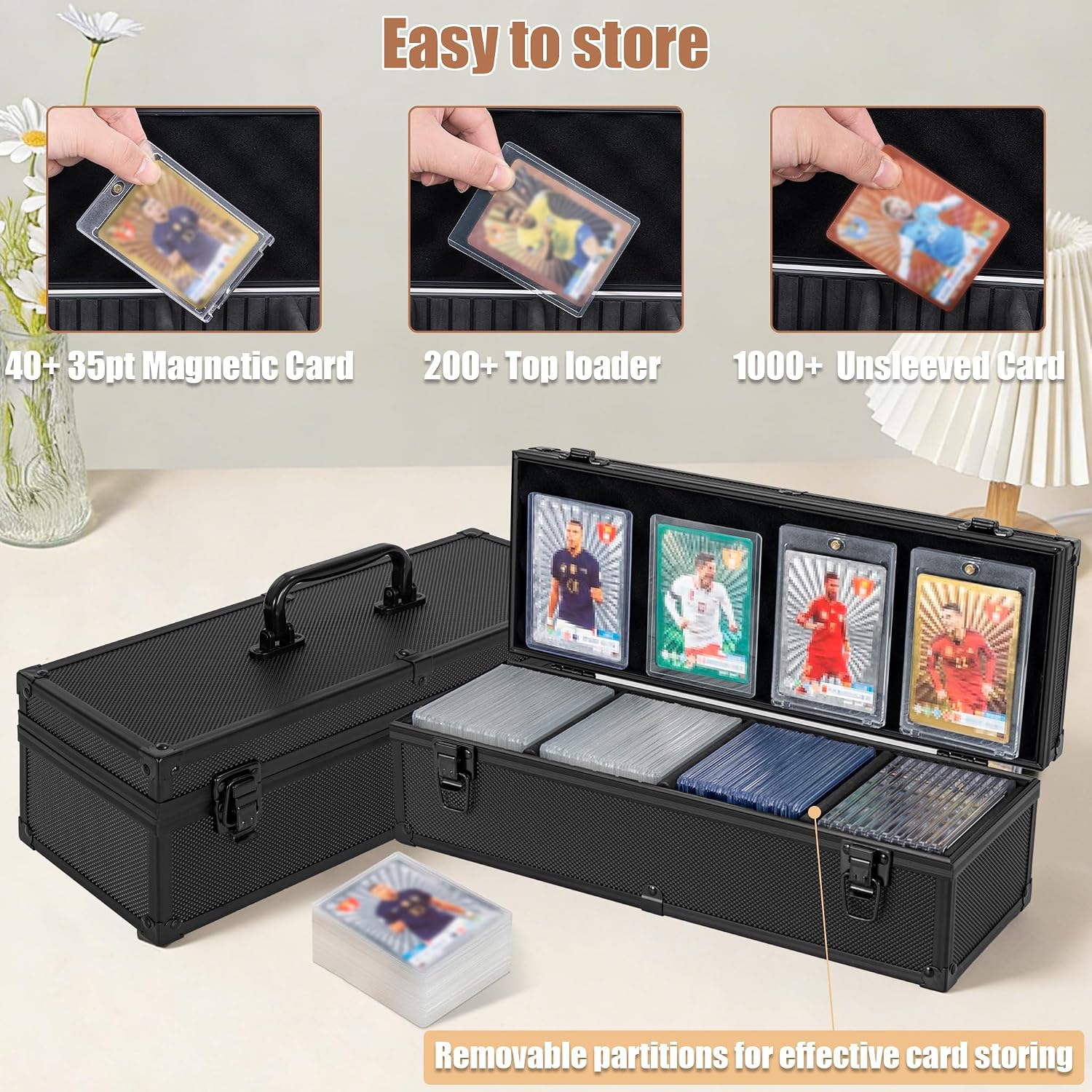 Toploader Storage Box for 3" x 4" 35pt Rigid Card, Magnetic Card Case | Portable Top Loader Card Case with 3