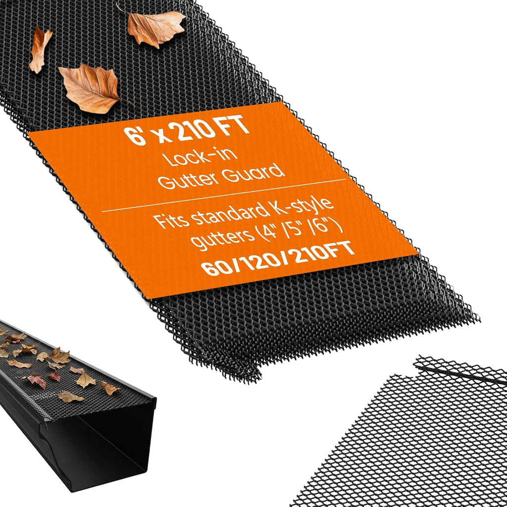 210 ft Mesh Gutter Guards 6 inch (70 Pack) - Fits 4,5,6 Inch K Style Gutters - Professional Black Steel Screens