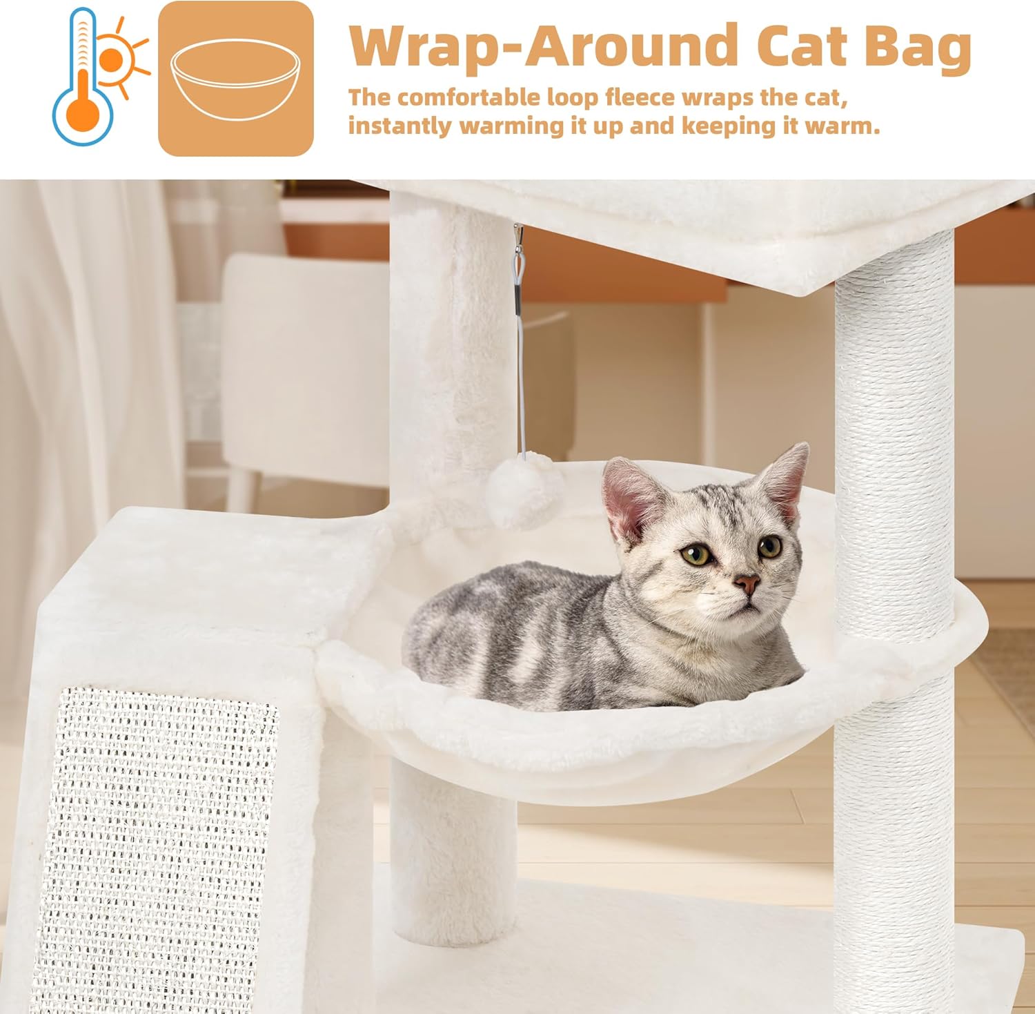 YOUPET Cat Tree with Cat Scratching Post for Indoor Cats, Cat Tower with Scratching Board and Playful Toy Balls, Cat