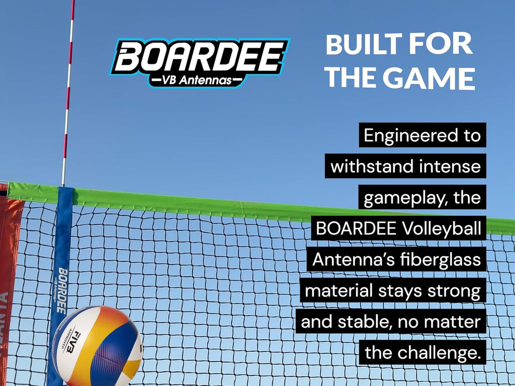 Foldable Volleyball Antenna Set - Durable Tarpaulin Hook-and-Loop Sleeves with Collapsible Fiberglass Antennas
