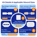 Sterile Wound Closure Strips Kit, Close Secure Protect, First Aid, 48 Piece