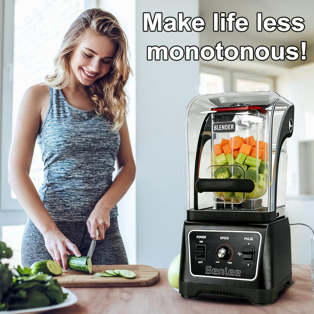 Heavy-Duty 2200W Commercial Blender - 64oz BPA-Free Jar, Quiet Shield